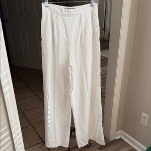 Stylish Cream Wide Leg Women's Pants